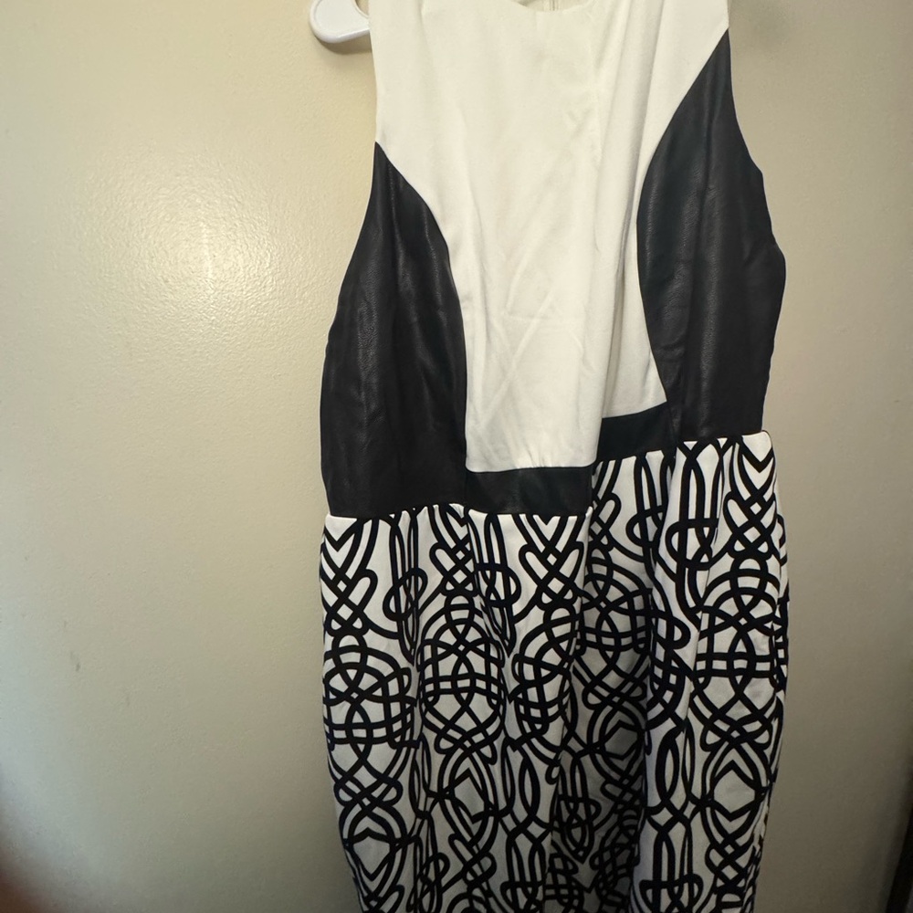 City Chic Black and White Fit and Flare Midi Dress